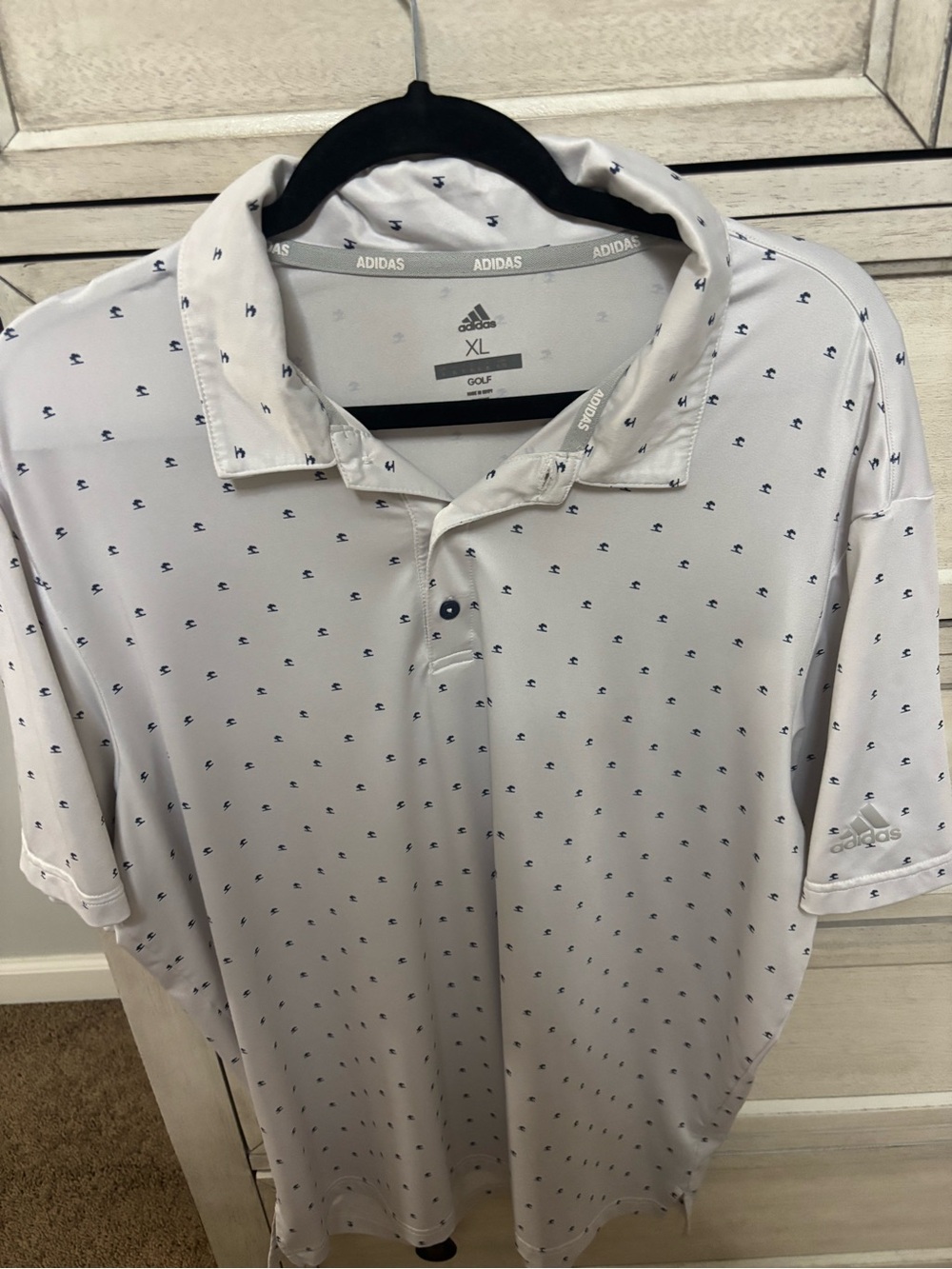 Adidas Men’s White Golf Polo with Torrey Pines Micro Print - XL